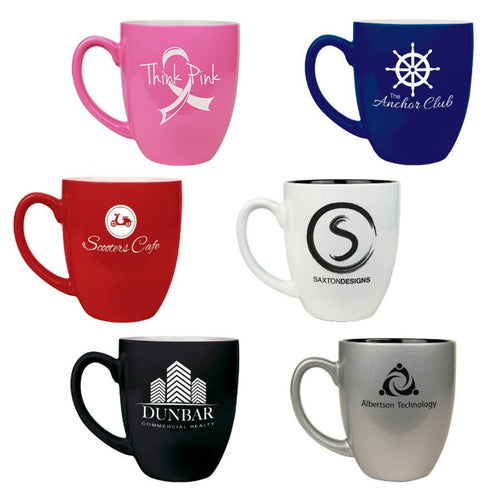 16 oz ceramic bistro mugs in six colors