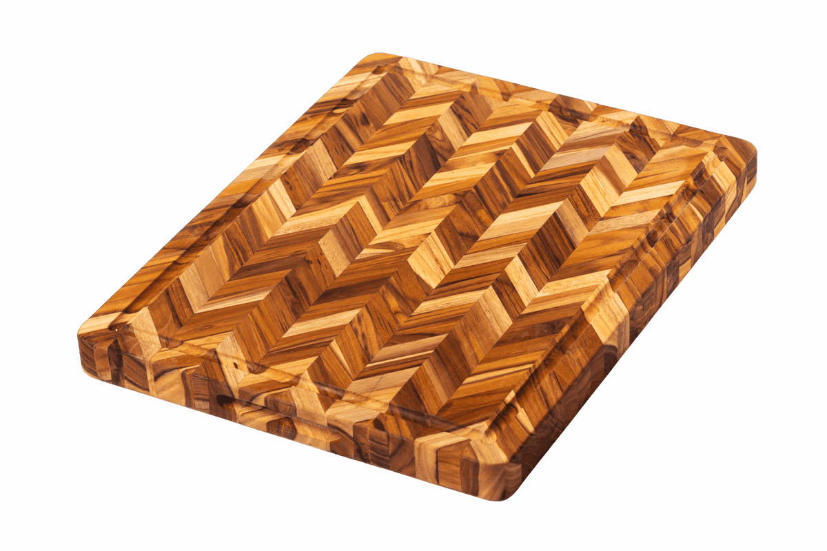 Herringbone Teak Cutting Board, Heavy Duty