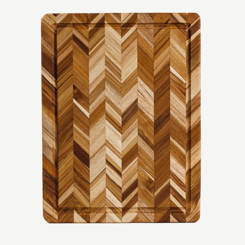 Herringbone Teak Cutting Board, Heavy Duty