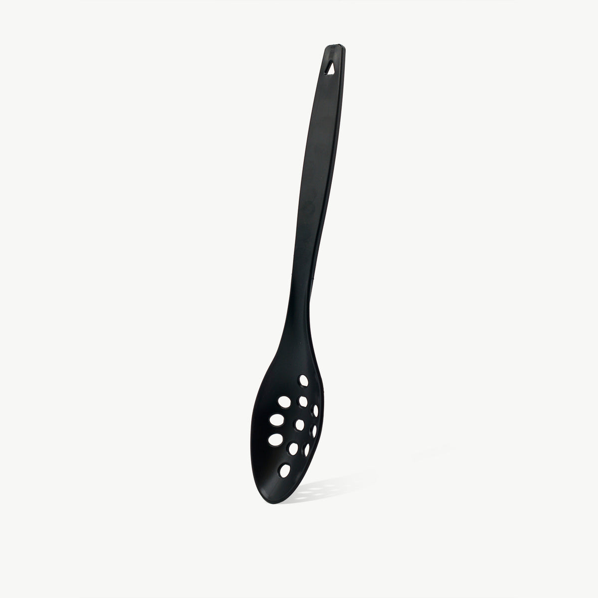 Customizable perforated serving spoon in black by Lotech Sales