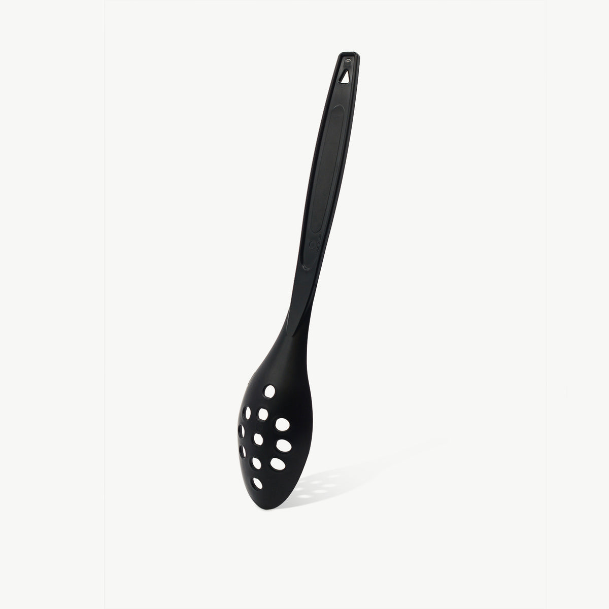 Customizable perforated serving spoon in black by Lotech Sales