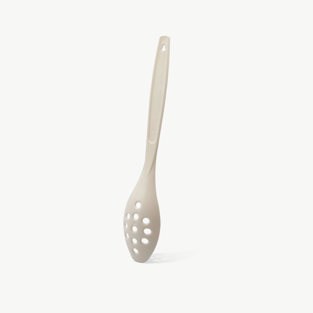 Customizable perforated serving spoon in white by Lotech Sales