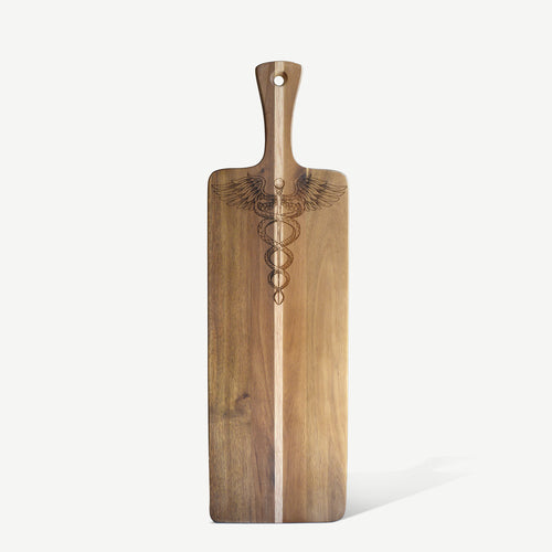LoTech Sales acacia wood inlay bread board ith engraving
