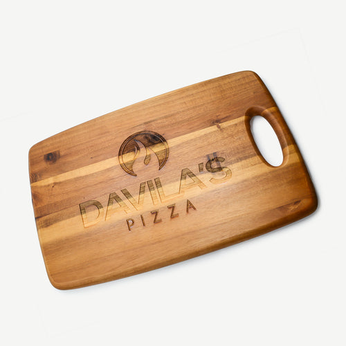 LoTech Sales Acacia Large Cutting Board with Cut-Out Handle and laser engraving