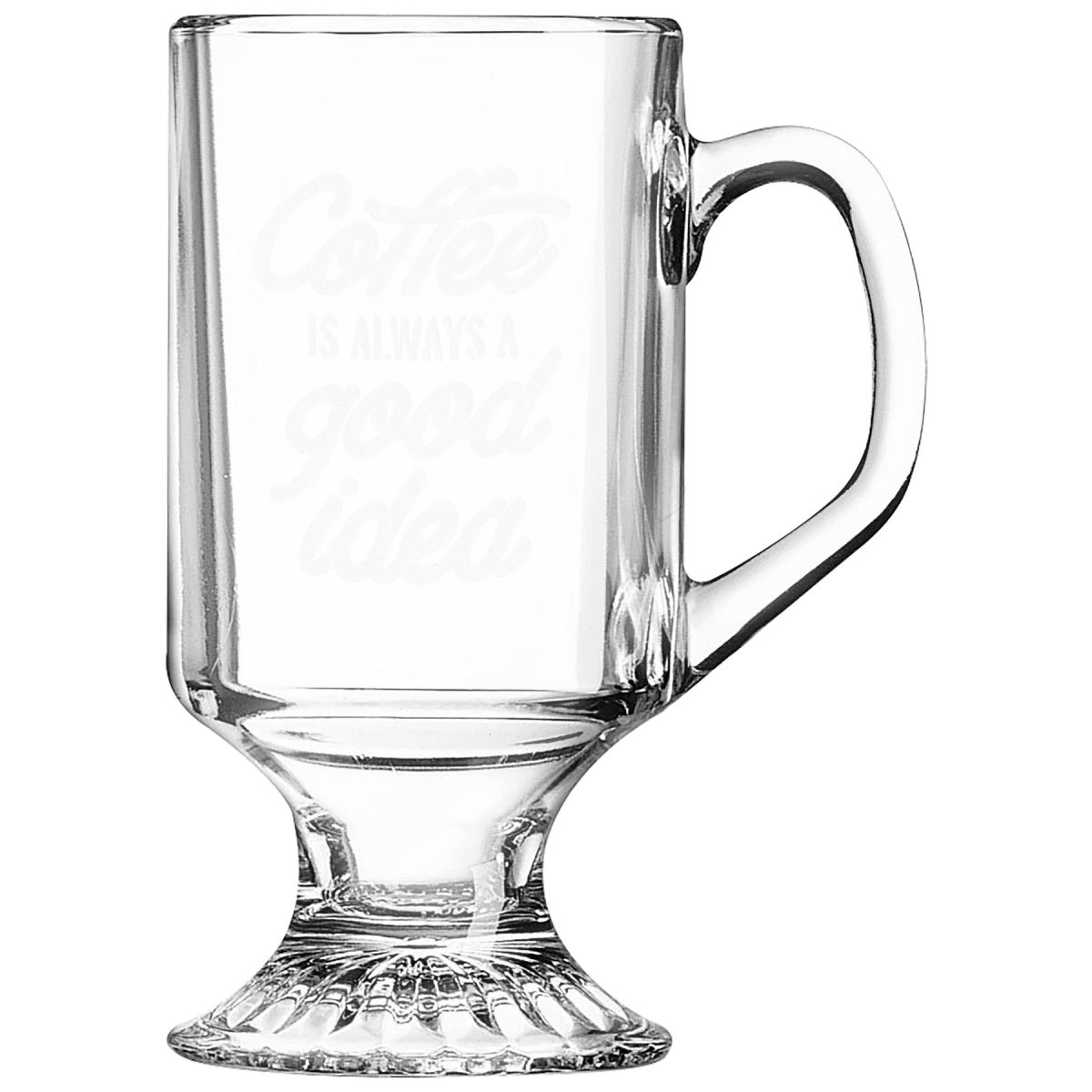 10 oz clear glass footed coffee mug