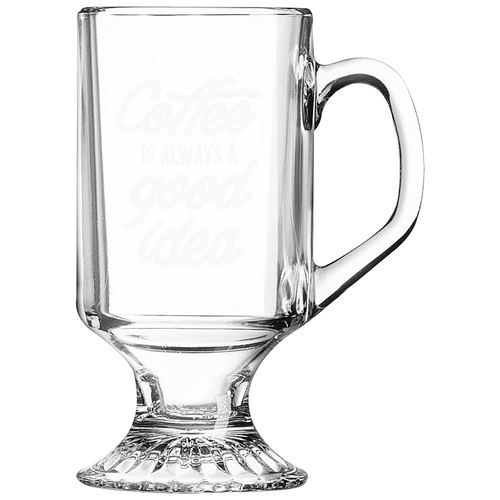 10 oz clear glass footed coffee mug